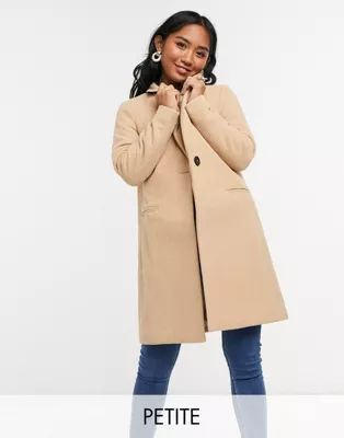 New Look Petite button front formal coat in camel | ASOS (Global)