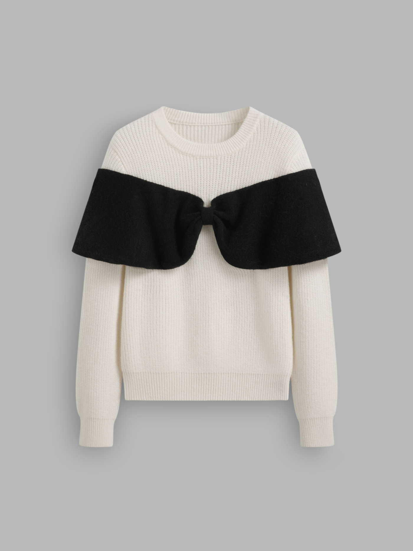Knit Bowknot Two Tone Oversized Sweater | Cider