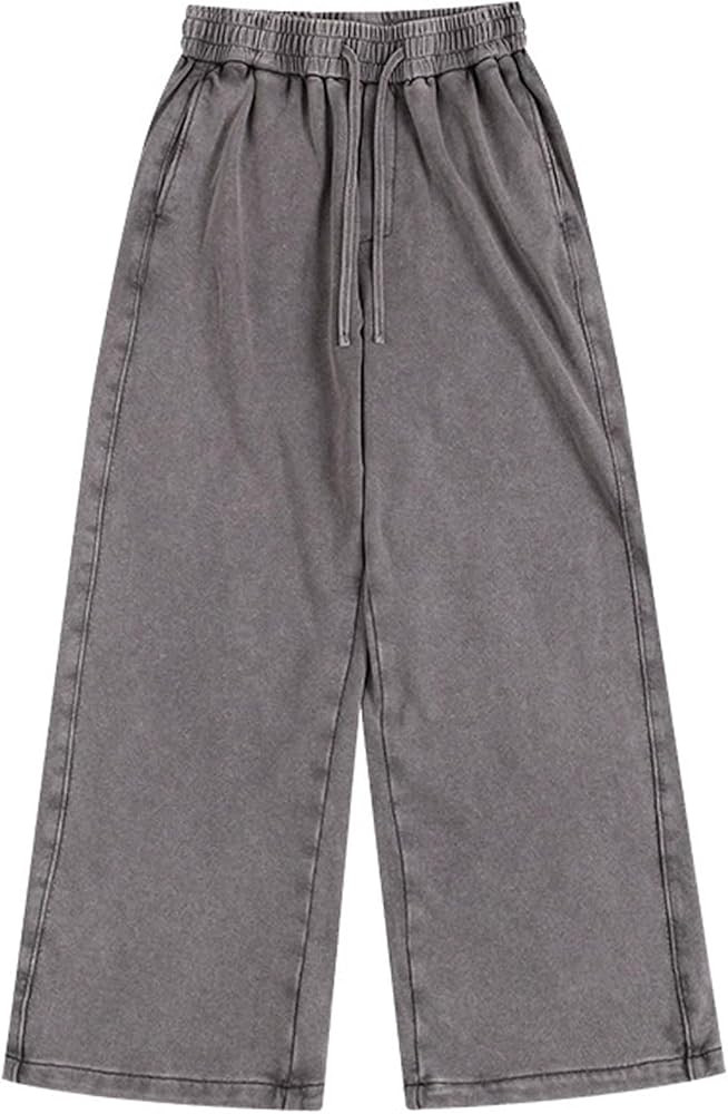 Women's Acid Wash Sweatpants Casual Wide Leg Pants Workout Athletic Trousers with Pockets | Amazon (US)