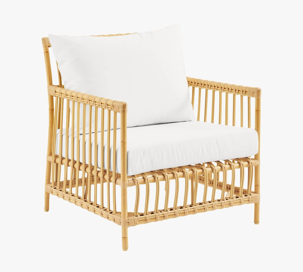 Caroline Alu-Rattan Lounge Chair with Cushion | Pottery Barn (US)
