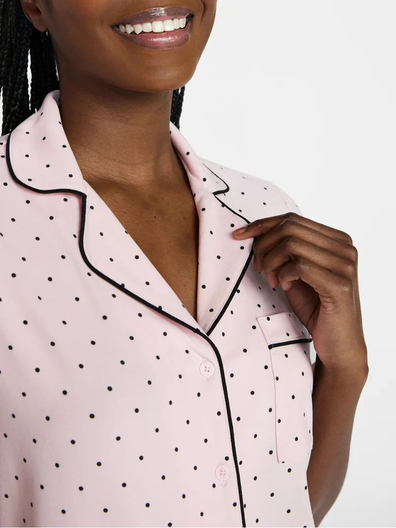 Joyspun Women's Dreamy Soft Collection Notch Top and Shorts Pajama Set, 2-Piece, Sizes XS-3X | Walmart (US)