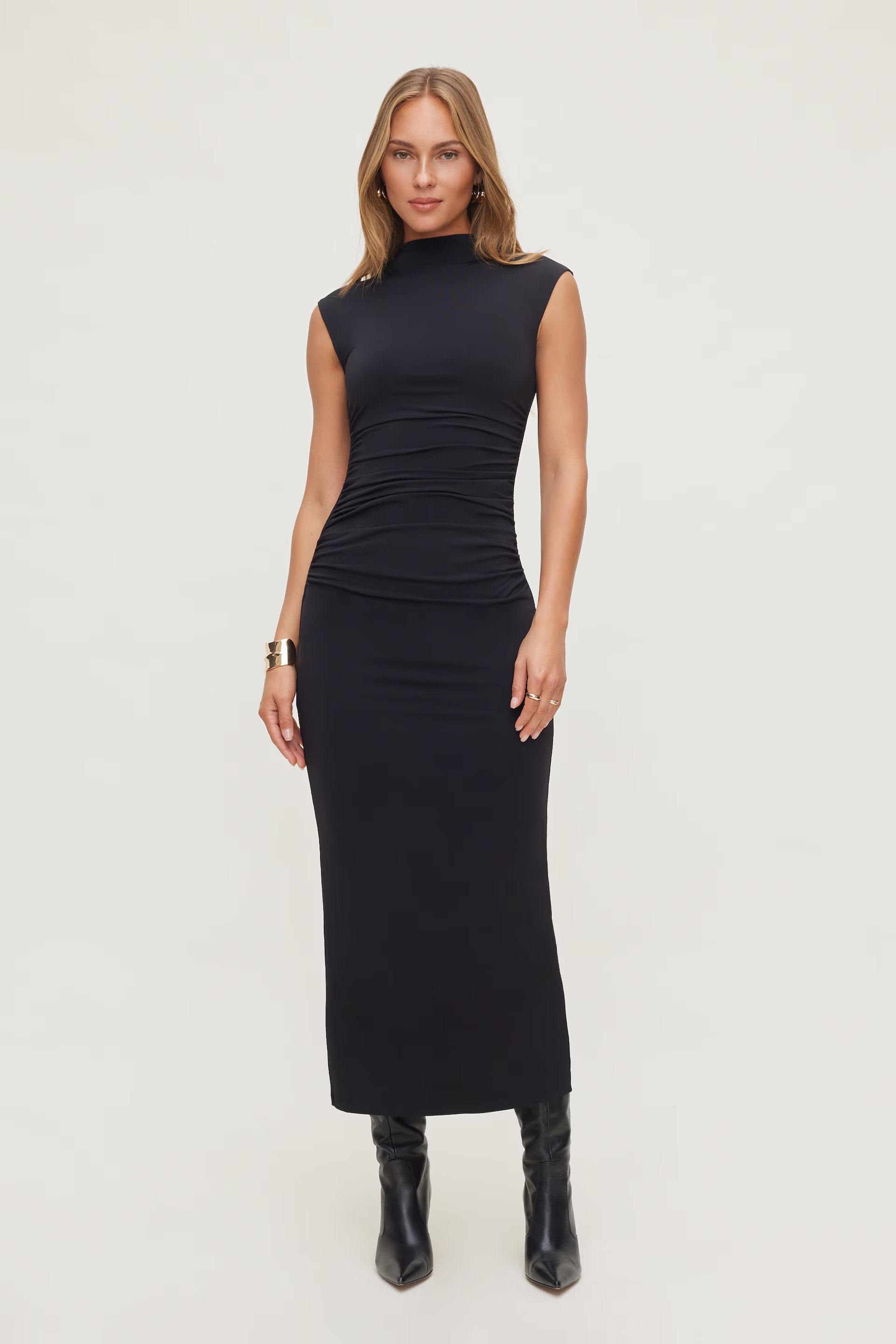 Bria Sculpt Mock Neck Maxi Dress | Dynamite Clothing