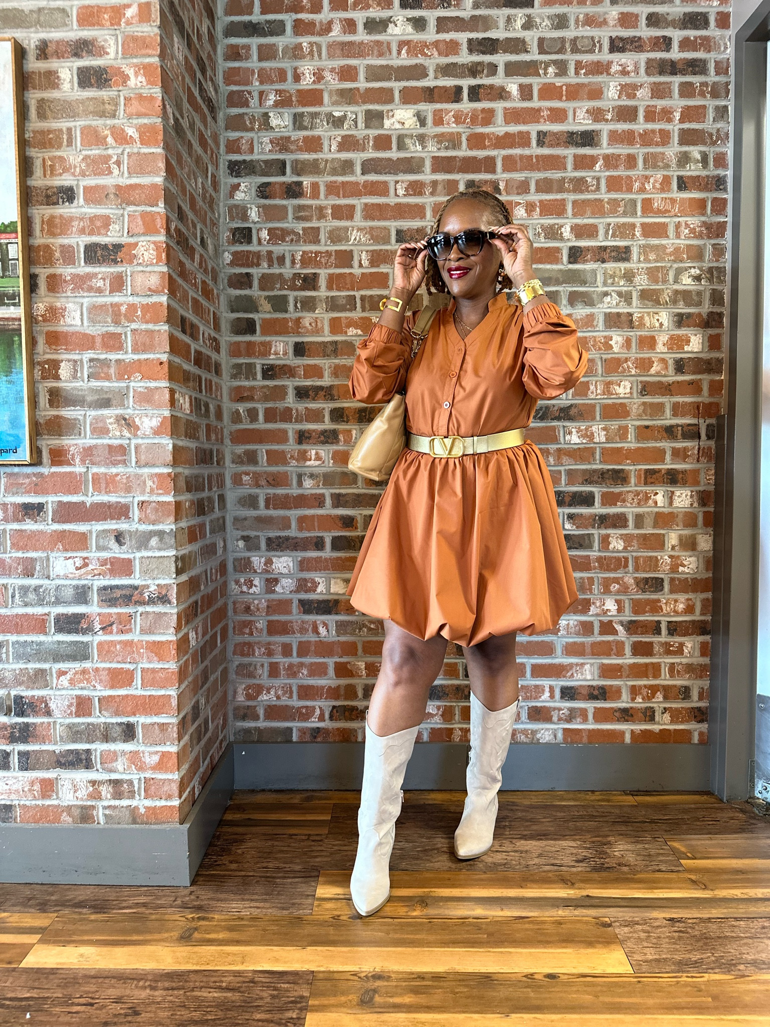 Dolce Vita western fall boots 
Bubble dress
Valentino Belt 

#LTKShoeCrush #LTKOver40 #LTKStyleTip