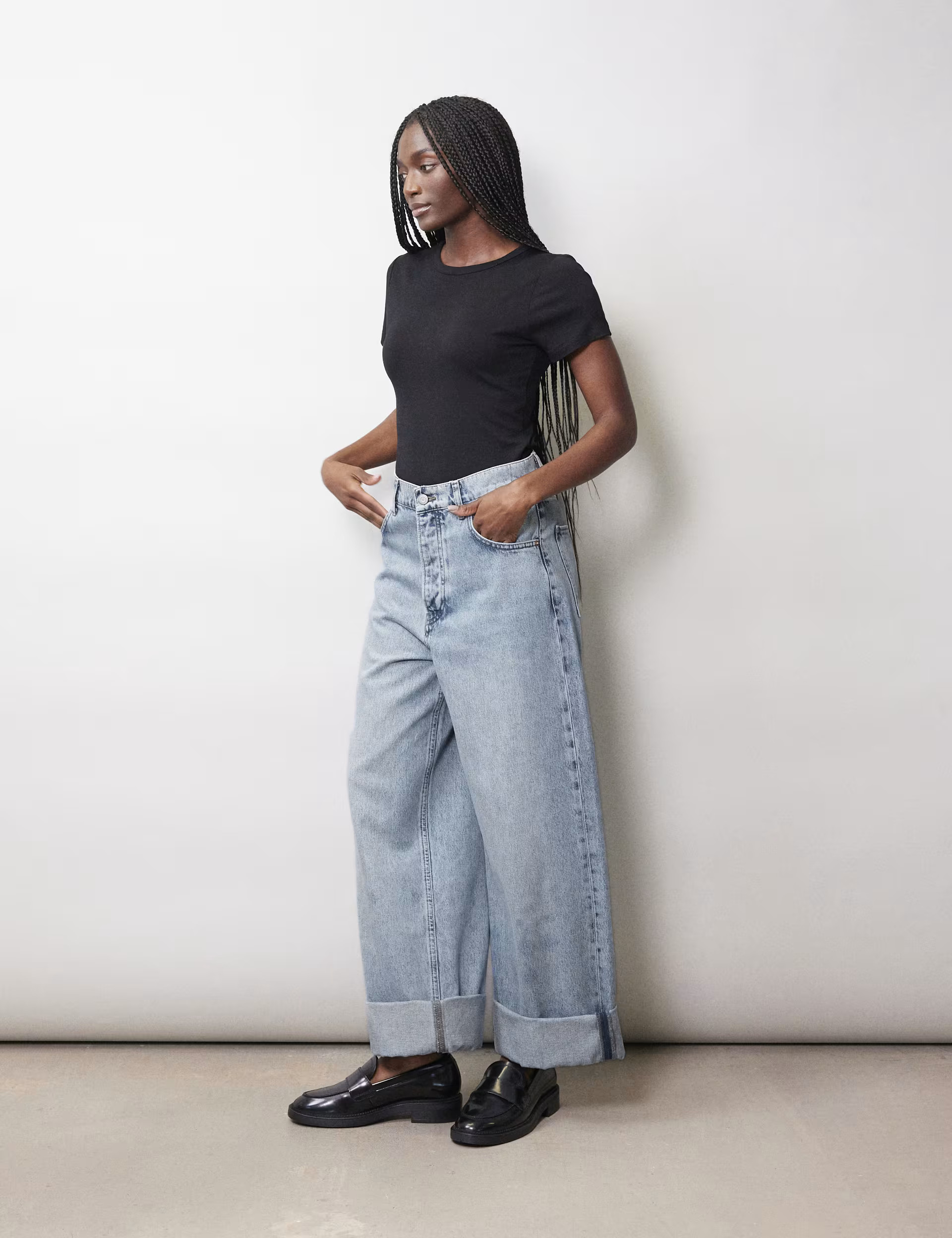 Mid Rise Wide Leg Turn Up Jeans | Marks & Spencer (UK)