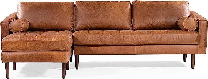 POLY & BARK Napa 104.5" Left-Facing Sectional Sofa in Full-Grain Pure-Aniline Italian Tanned Leat... | Amazon (US)