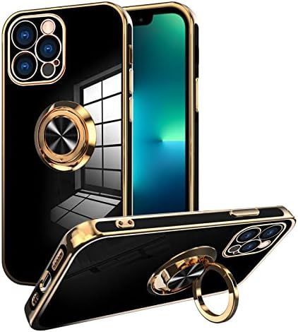 OOK Compatible with iPhone 13 Pro Case with Ring Holder Full Camera Lens Protection Plating Rose Gol | Amazon (US)