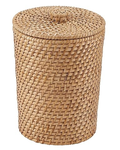 84ECO Wicker Trash Can with Liner and Lid - Rattan Trash Can - Wicker Waste Basket for Bathroom, ... | Amazon (US)