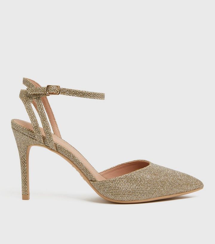 Gold Glitter Strappy Stiletto Court Shoes
						
						Add to Saved Items
						Remove from Saved... | New Look (UK)