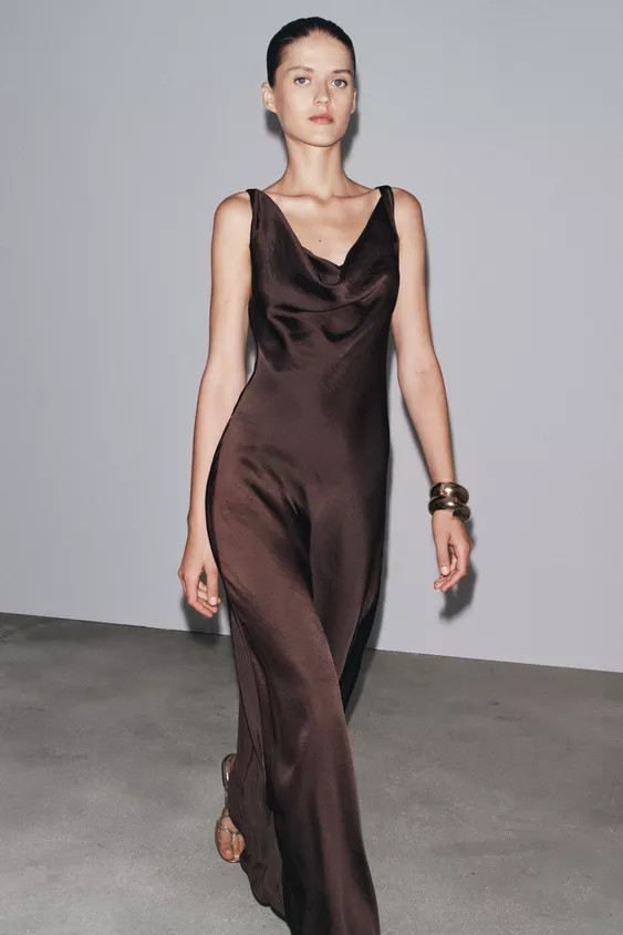 ZW COLLECTION SATIN LONG DRESS | Zara US