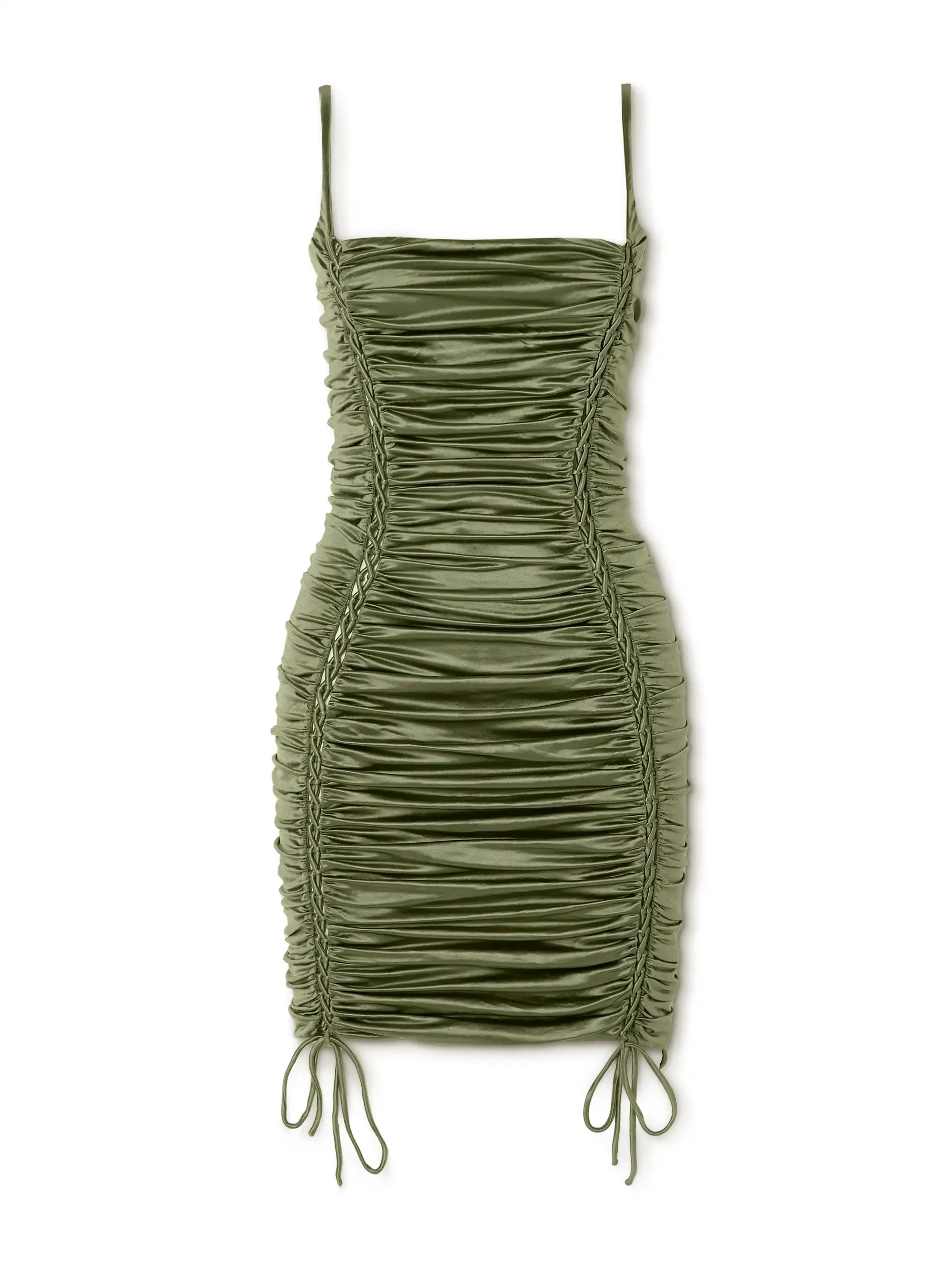 Ruched gathered stretch-satin mini dress | NET-A-PORTER (US)