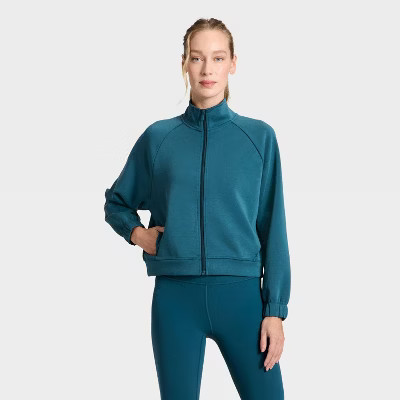 Women's Airy Sleek Ribbed Full Zip Jacket - All In Motion™ Blue S | Target