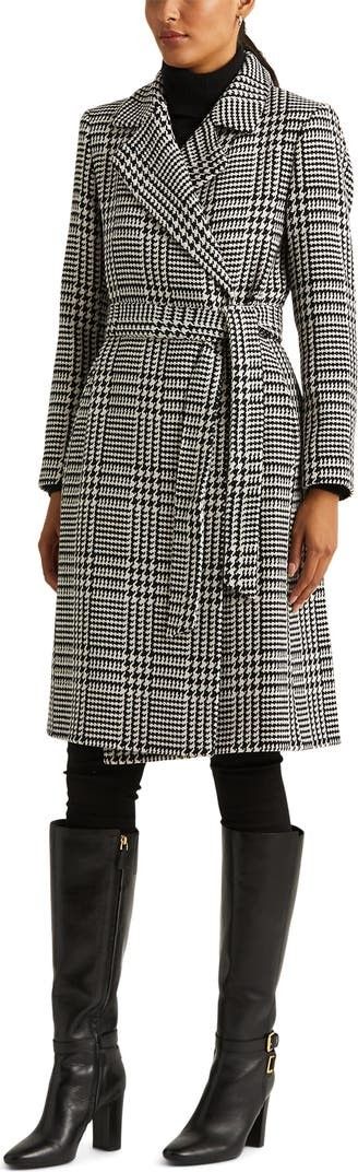 Printed Wrap Coat, Herringbone Coat, Casual Winter Outfit, Double Breasted Coat, Veja Sneakers | Nordstrom