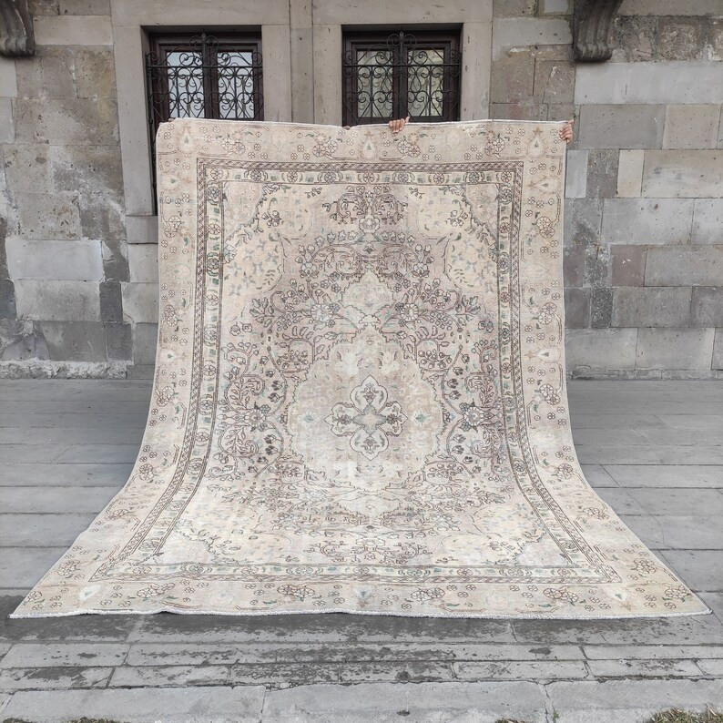 Oversized Turkish Oushak Rug 7x10: Distressed Anatolian Wool Oriental Area Rug - Etsy | Etsy (US)