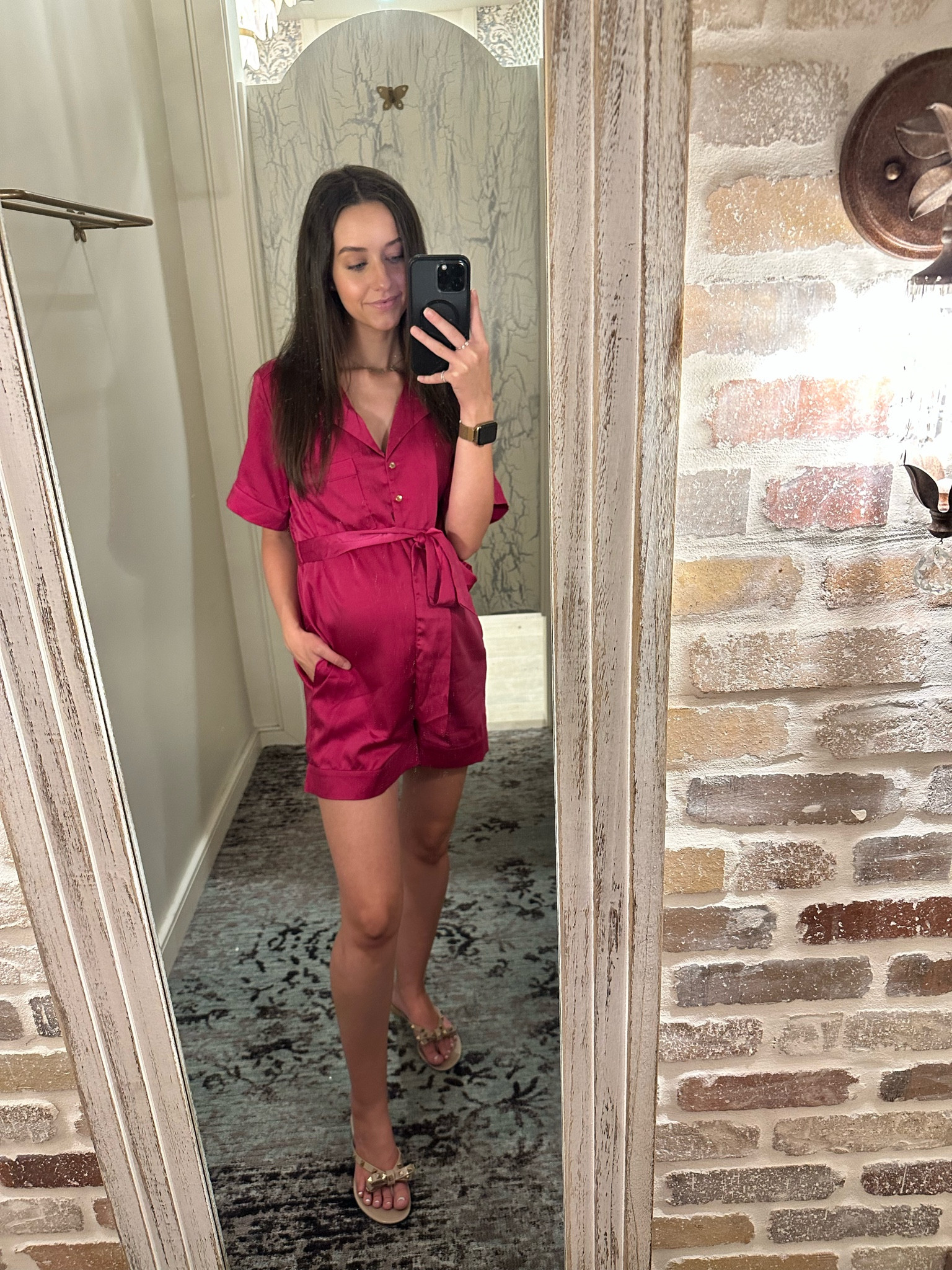 Pink Blush Maternity satin romper 

#LTKstyletip #LTKbump #LTKunder50