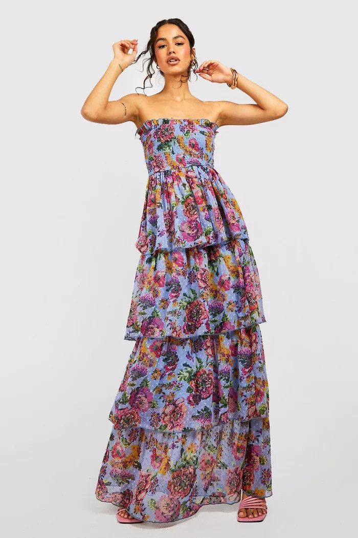 Chiffon Floral Bandeau Maxi Dress | boohoo (US & Canada)