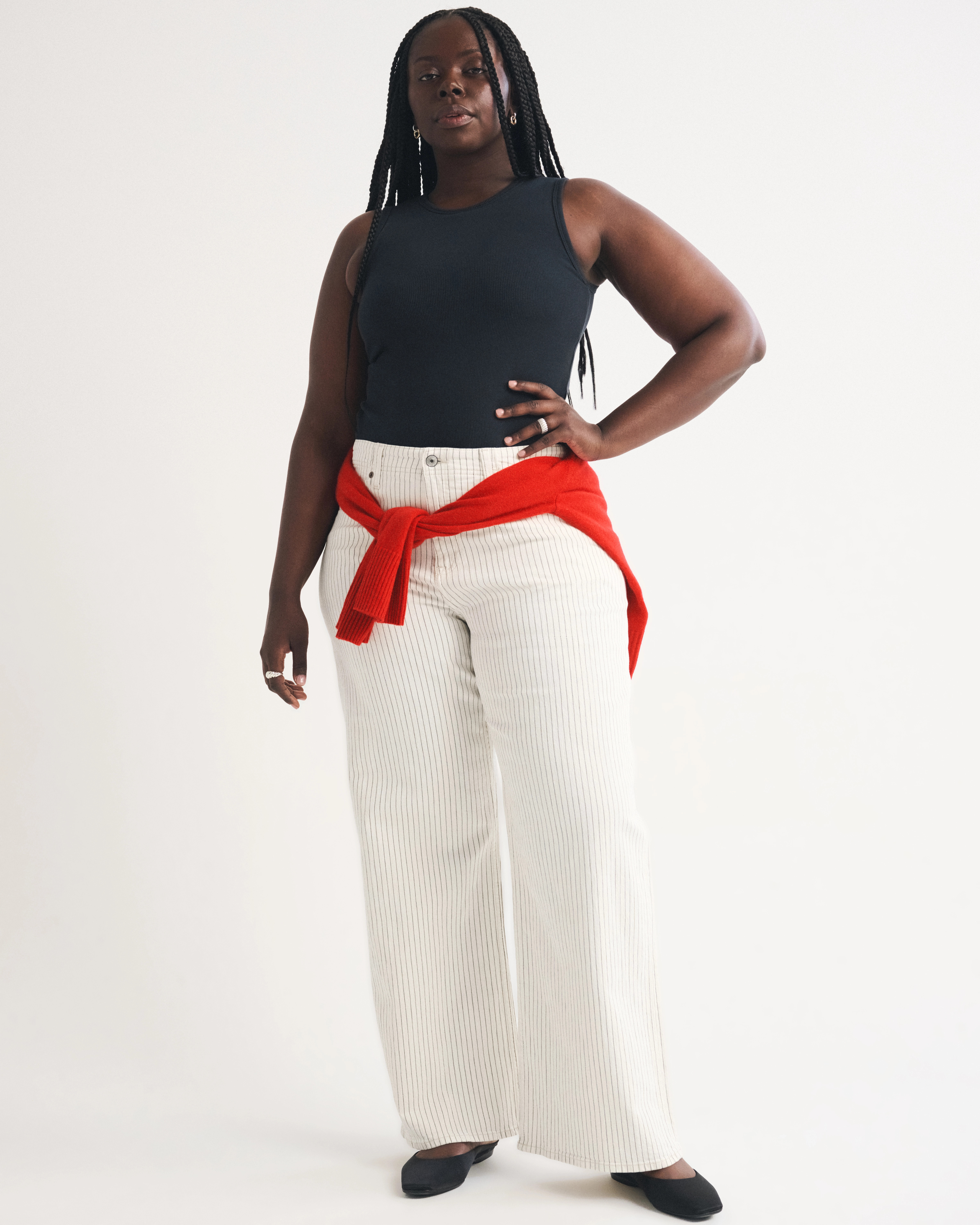 Curve Love High Rise Wide Leg Striped Jean | Abercrombie & Fitch (US)