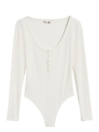 Ribbed Henley Thong Bodysuit | Banana Republic (US)