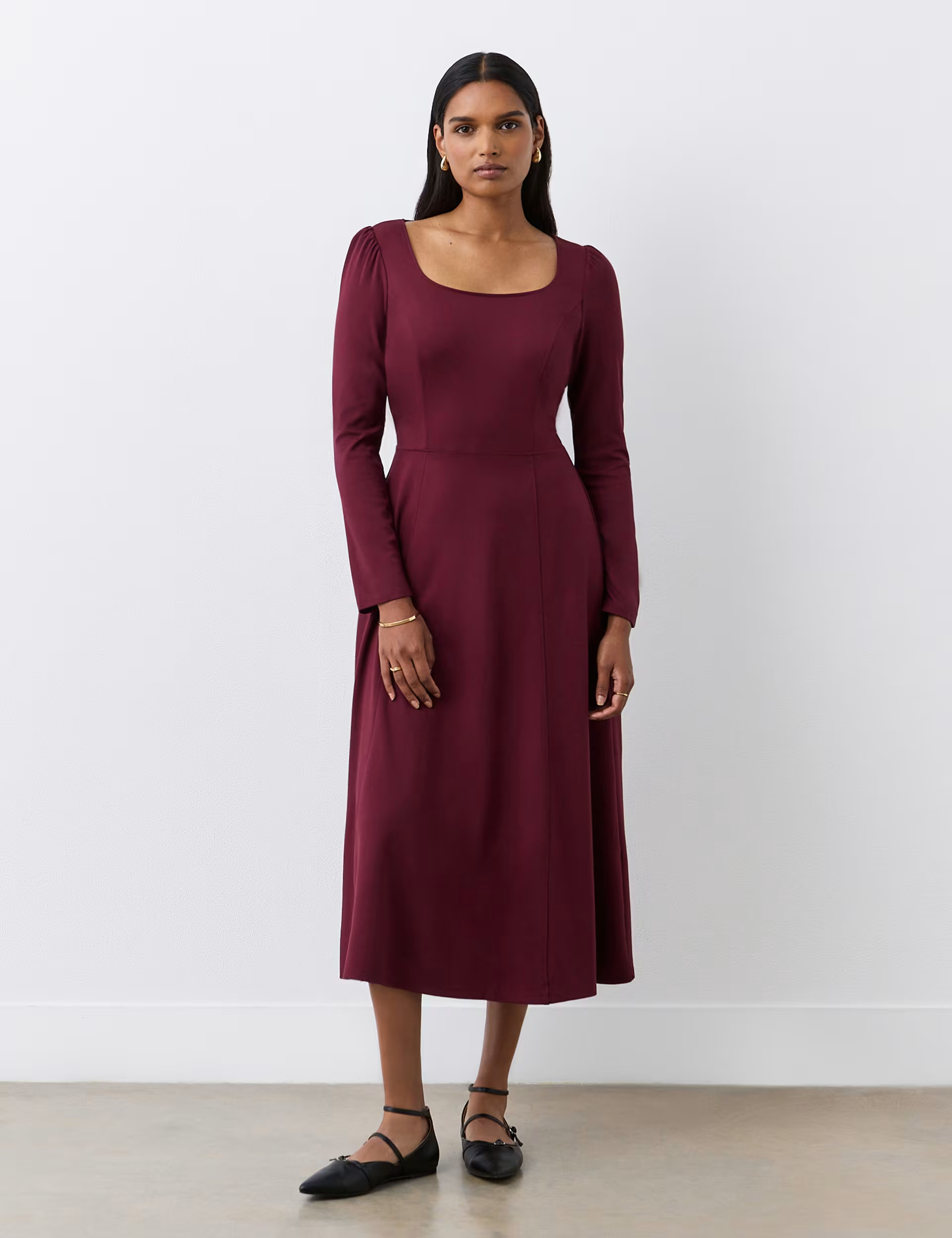 Ponte Jersey Square Neck Midi Tailored Dress | Marks & Spencer (UK)
