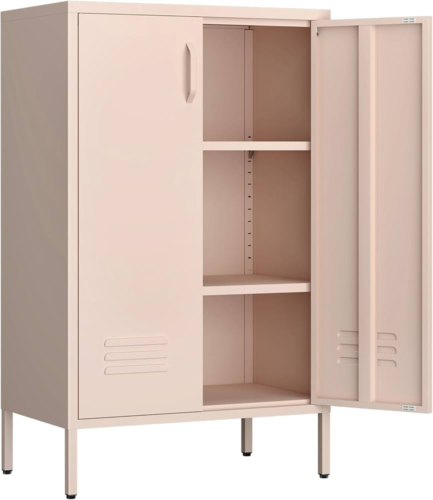 2 Door Metal Accent Cabinet,Metal Locker Storage Cabinet,Metal Storage Cabinet with Shelves,Metal... | Amazon (US)