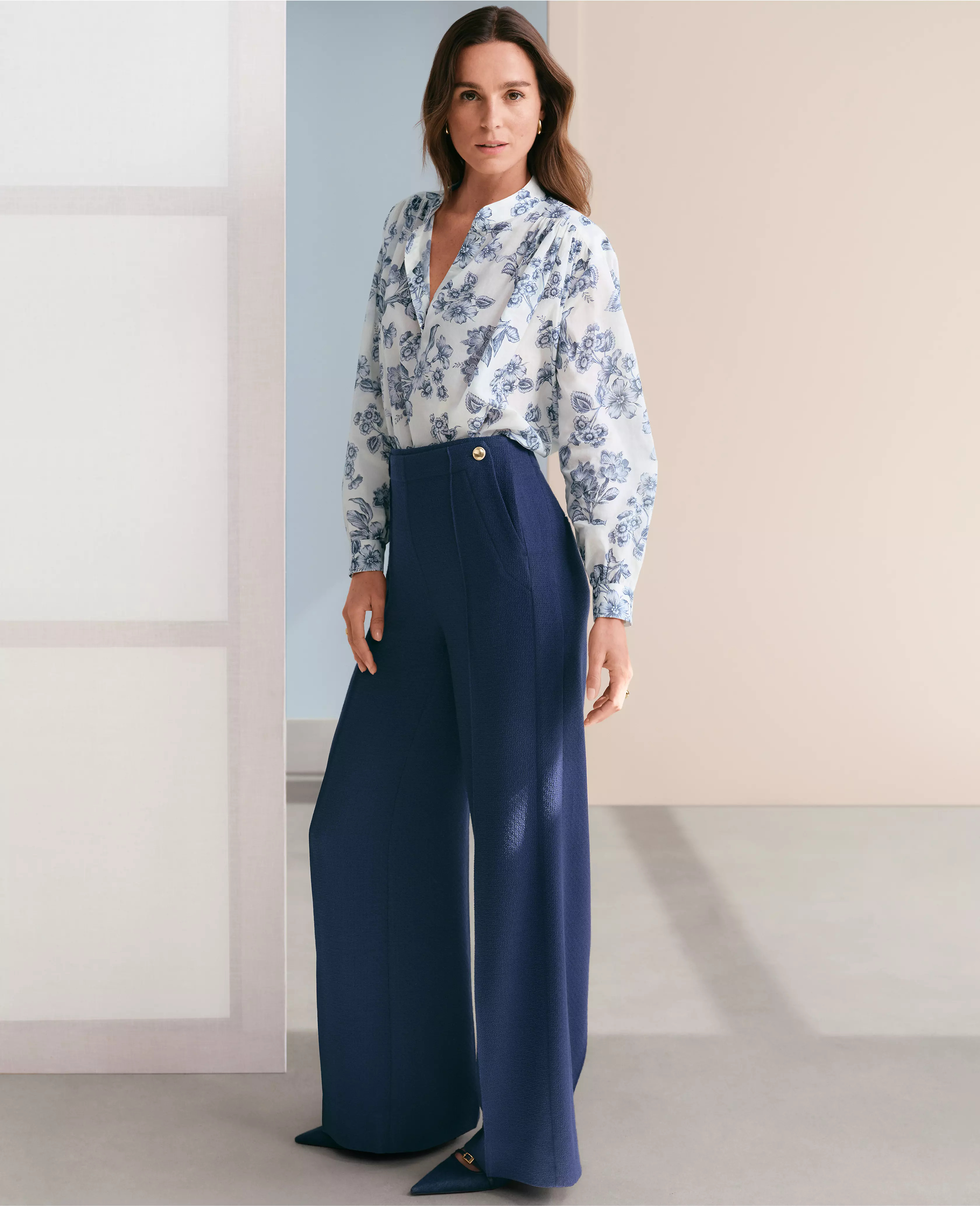 The Wide-Leg Sailor Pant in Texture | Ann Taylor