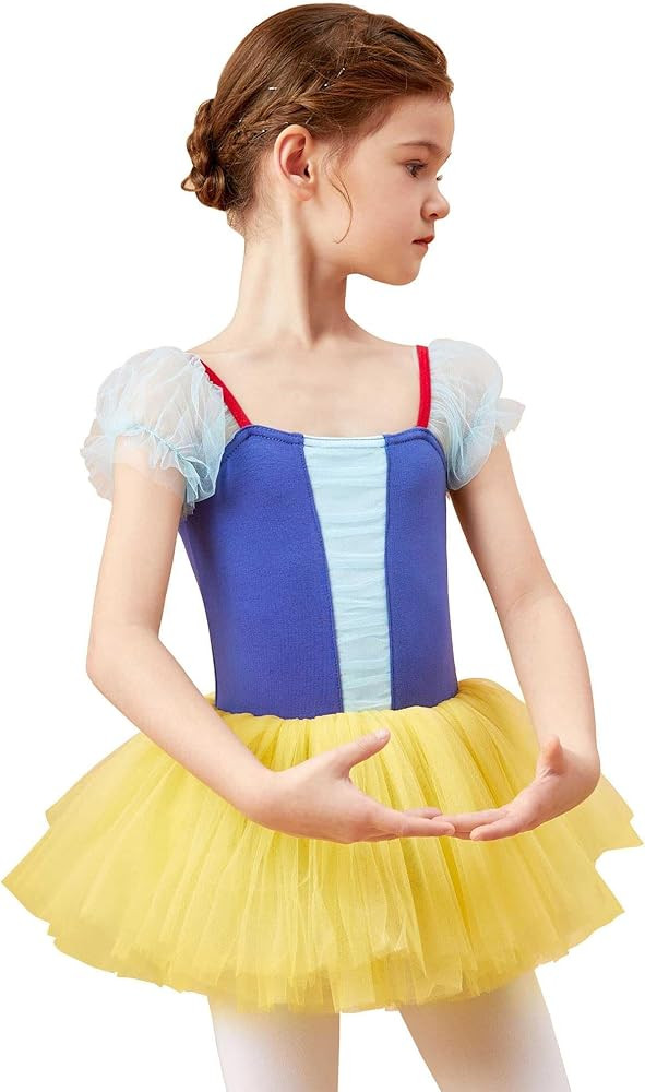 Daydance Puff Short Sleeve Princess Tutu Skirt Leotards for Toddler Girls Ballet, Boat Neck Dance... | Amazon (US)