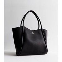 Black Leather-Look Rolled Seam Tote Bag New Look | New Look (UK)