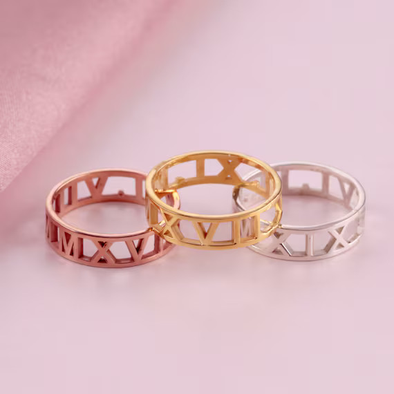 Roman Numerals Ring Anniversary Gift Numeral Ring Custom | Etsy | Etsy (US)