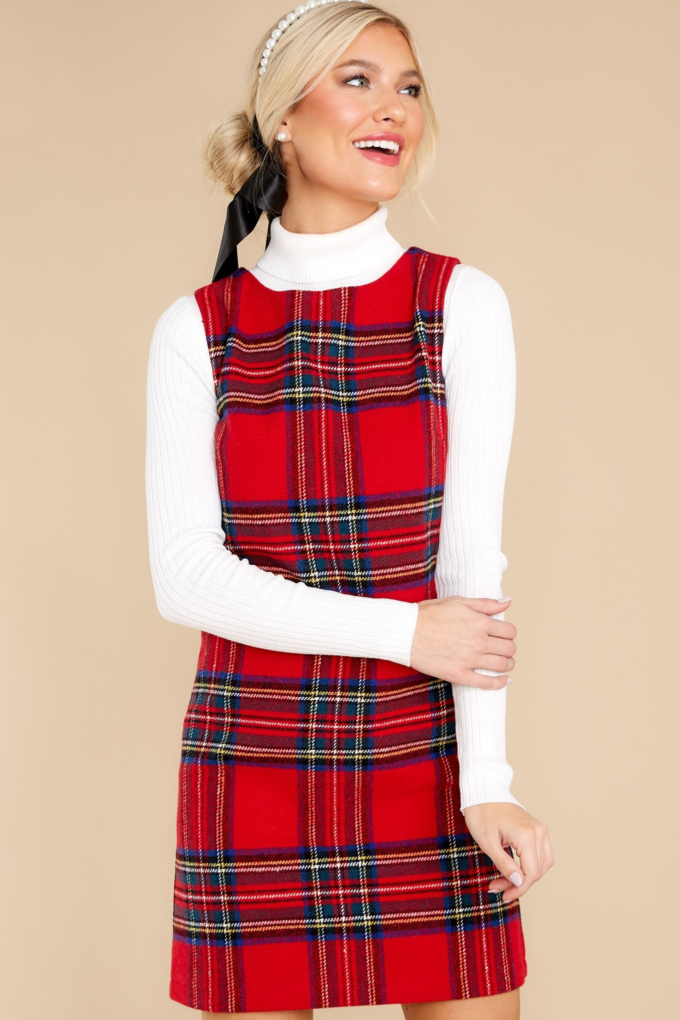 Sentimental Feeling Red Plaid Dress | Red Dress 
