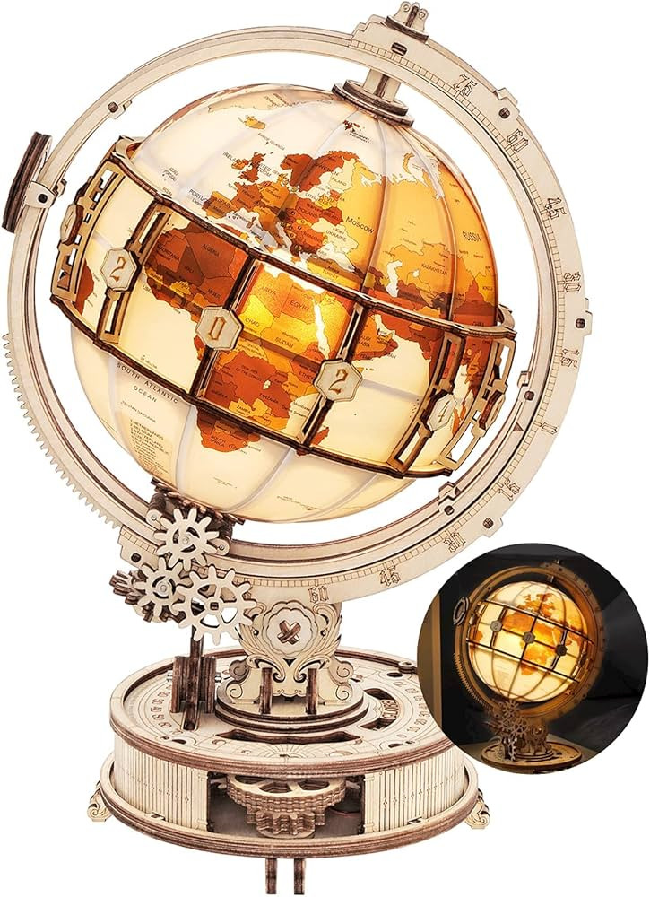 ROKR 3D Wooden Puzzles for Adults Illuminated Globe with Stand 180pcs 3D Puzzles Built-in LED Mod... | Amazon (US)
