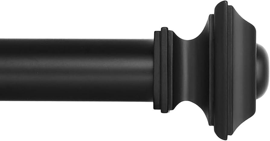 Ivilon Drapery Treatment Window Curtain Rod - Square Design 1 1/8 Rod. 72 to 144 Inch. Black | Amazon (US)