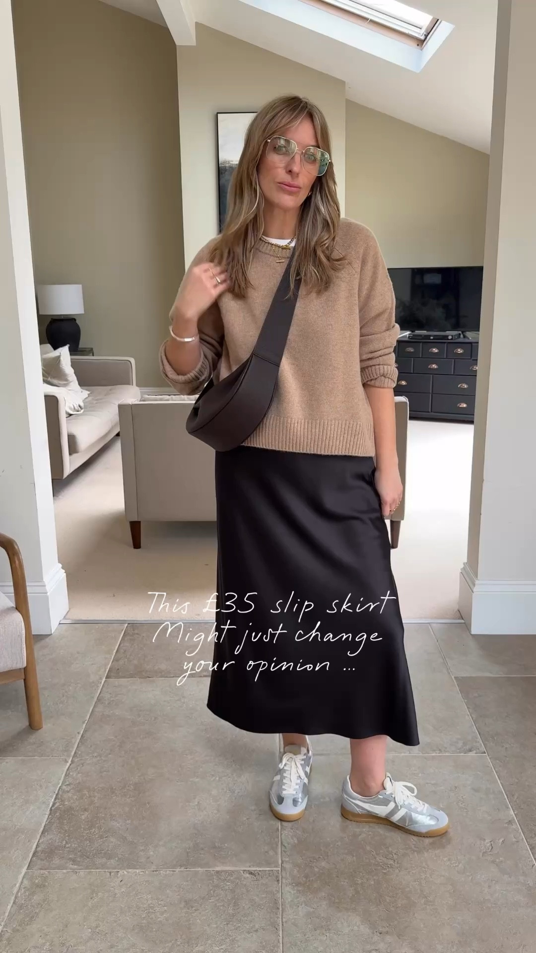 I’ve recomeded this skirt for at least 3 years now and it’s brilliant. 
Most women will say to me they can’t wear a slip skirt but this one is cut differently - it’s a heavy weight satin in an a-line shape - it doesn’t cling and if you are a little concerned you get separate slip lining should you wish to use. 
I’m wearing a large and I’m a U.K. 14 
T shirt - large 
Skirt - large 
Jumper - large 


#LTKuk #LTKstyletip #LTKspring