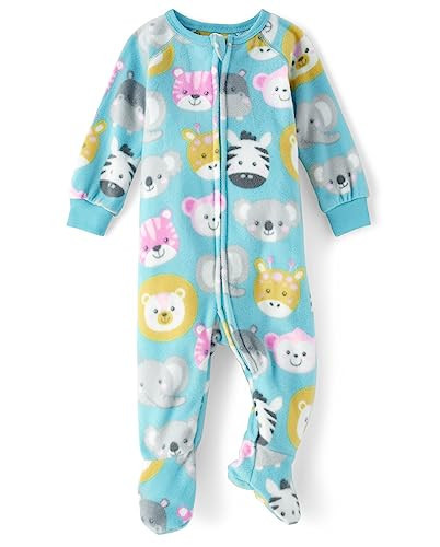 The Children's Place Baby Girls' and Toddler Fleece Zip-Front One Piece Footed Pajama, Foil Unicorn, 5T | Amazon (US)