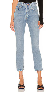 AGOLDE Riley High Rise Straight Crop in Shiver from Revolve.com | Revolve Clothing (Global)