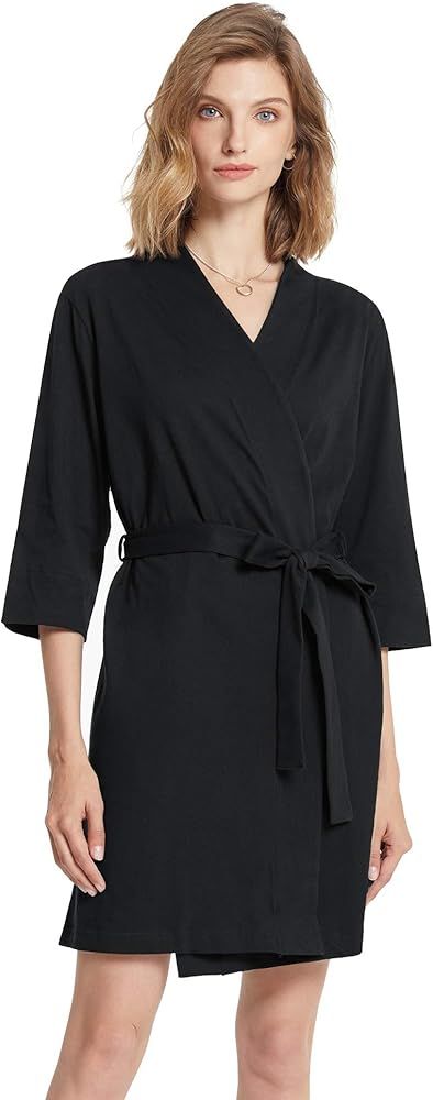 Women's Kimono Robes Cotton Lightweight Bath Robe Knit Bathrobe Soft Sleepwear V-Neck Ladies Nigh... | Amazon (US)