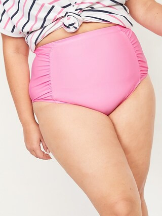High-Waisted Secret-Slim Ruched Plus-Size Swim Bottoms | Old Navy (US)