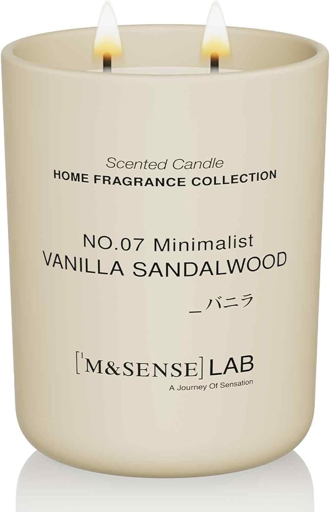 M&SENSE Natural Soy Large Candle| Vanilla Sandalwood | 16.6 oz, 95H Burn | Mini Spring Scented Ca... | Amazon (US)