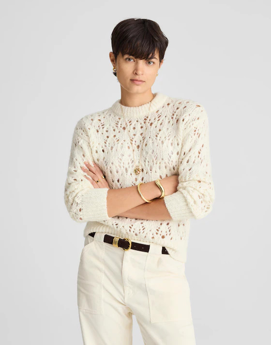 Pointelle-Stitch Drop-Shoulder Sweater | Madewell