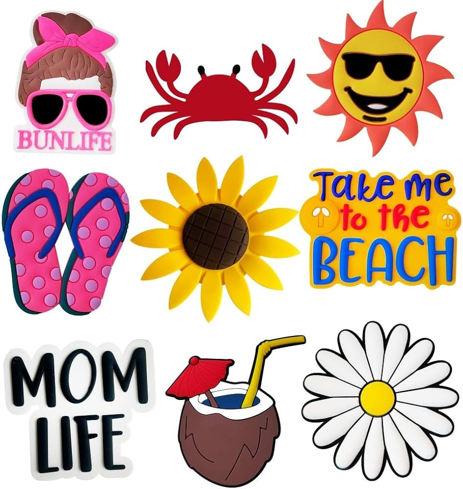 mcmioeat 9Pcs Bogg Bag Accessories,Bogg Bag Charms Beach Tote Bag Rubber Beach Bag, Decoration Ch... | Amazon (US)