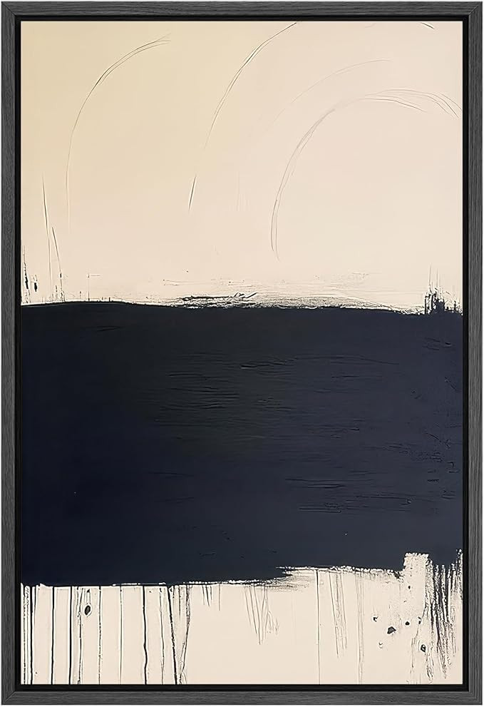 SIGNFORD Framed Canvas Print Wall Art Minimalist Navy and Beige Abstract Contemporary Illustratio... | Amazon (US)