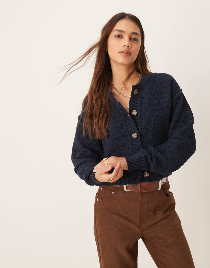 Free People lila casual cardigan in navy | ASOS (Global)