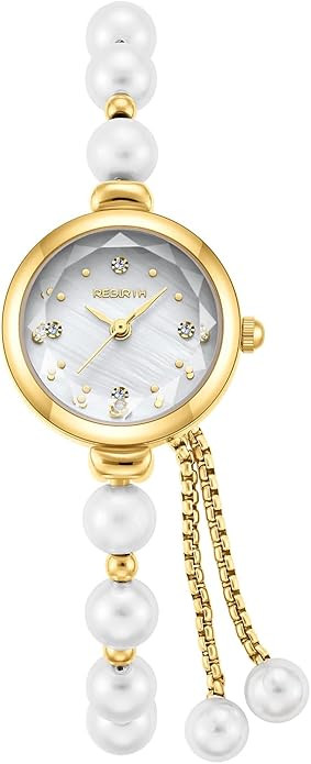 Elegant Pearl Silver Watch for Women's Dress Fashion Round dial Women Analog Quartz Watch Woman P... | Amazon (US)