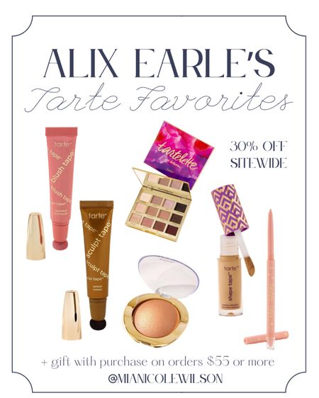Love Alix Earle? Here are some of her staple Tarte products she uses on the regular. Plus, they are on major sale now, 30% off during the LTK Spring Sale! Copy and paste code into checkout. $55 and up gets a free gift with purchase! Alix Earle makeup, makeup routine, Tarte products, Tarte makeup, shape tape, sculpt tape, contour makeup, glam makeup, clean girl makeup 

#LTKSale #LTKSeasonal #LTKbeauty