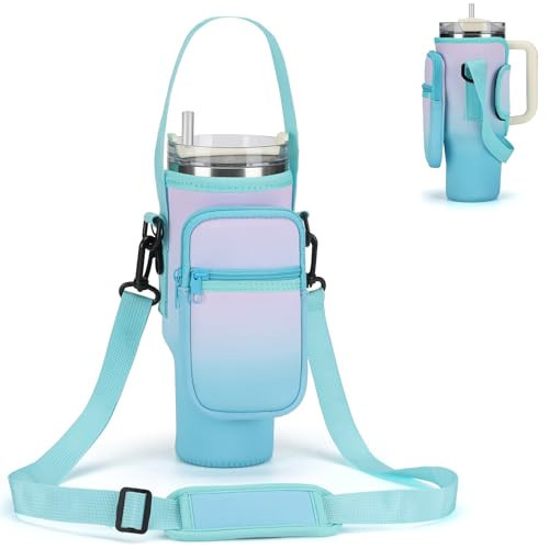GOEWY Water Bottle Carrier Bag for Stanley 40oz Tumbler with Phone Pocket Water Bottle Holder with Strap Neoprene Water Bottle Pouch for Stanley Cup Accessories | Amazon (US)