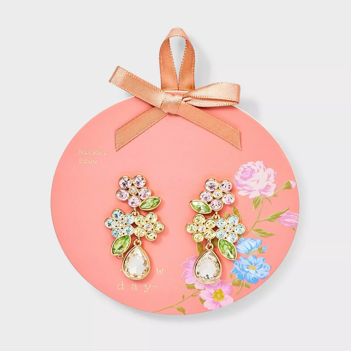 Floral Crystal Drop Earrings - A New Day™ Peridot Azore | Target