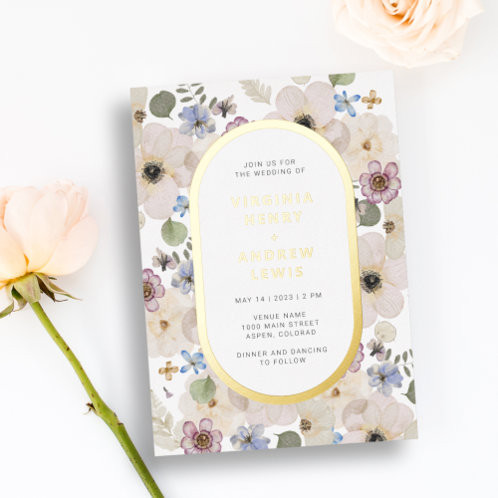 Modern Floral Wedding Foil Invitation | Zazzle | Zazzle
