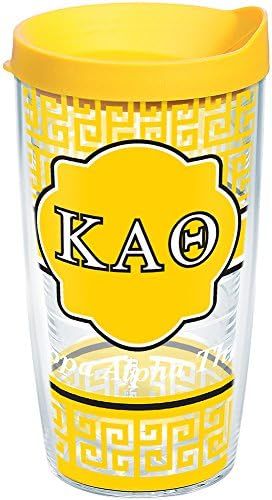 Tervis Fraternity - Kappa Alpha Theta Geometric Tumbler with Wrap and Yellow Lid 16oz, Clear | Amazon (US)