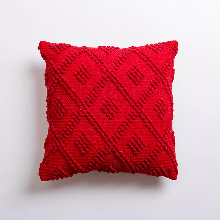 New! Red Woven Diamonds Christmas Pillow | Kirkland's Home