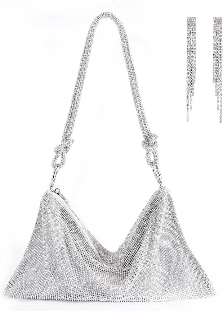 Crystal Evening Bags for Women, Bling Purse Top Handle Handbag, Mesh rhinestone clutch for Party,Gif | Amazon (US)