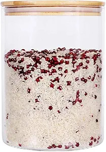 Large Glass Food Storage Container, 100 FL OZ (3000ml) Glass Food Canister with Airtight Bamboo L... | Amazon (US)