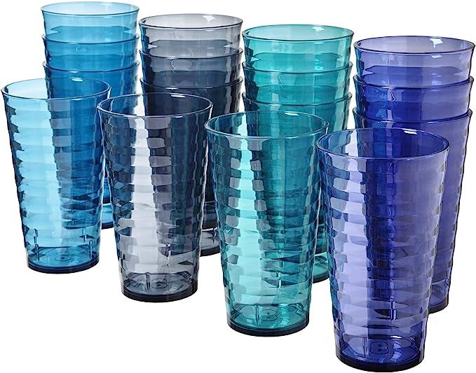 US Acrylic Splash 18 ounce Plastic Stackable Water Tumblers in 4 Coastal Colors | Value Set of 16... | Amazon (US)